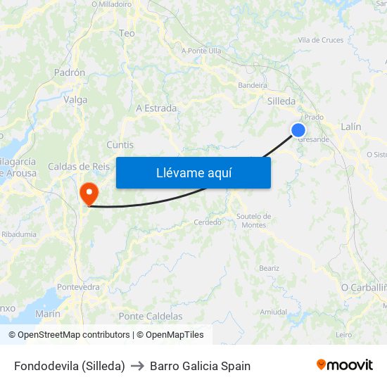 Fondodevila (Silleda) to Barro Galicia Spain map