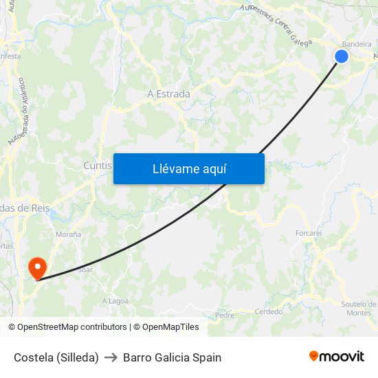 Costela (Silleda) to Barro Galicia Spain map