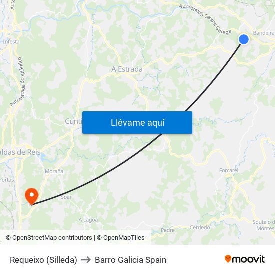 Requeixo (Silleda) to Barro Galicia Spain map