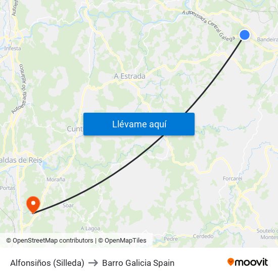 Alfonsiños (Silleda) to Barro Galicia Spain map