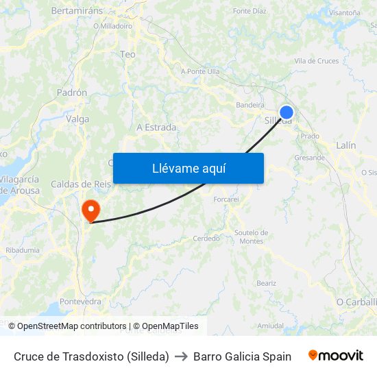 Cruce de Trasdoxisto (Silleda) to Barro Galicia Spain map