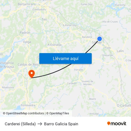 Carderei (Silleda) to Barro Galicia Spain map