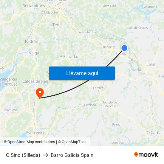 O Sino (Silleda) to Barro Galicia Spain map