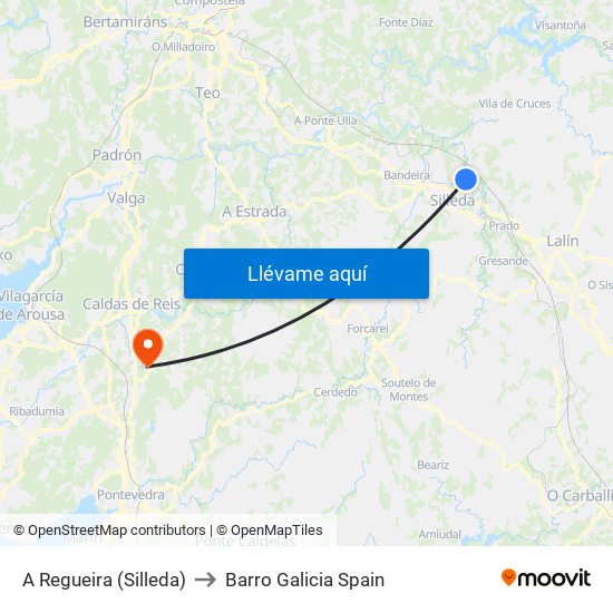 A Regueira (Silleda) to Barro Galicia Spain map