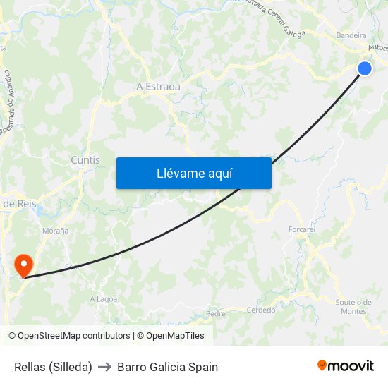 Rellas (Silleda) to Barro Galicia Spain map