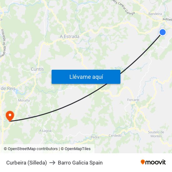 Curbeira (Silleda) to Barro Galicia Spain map