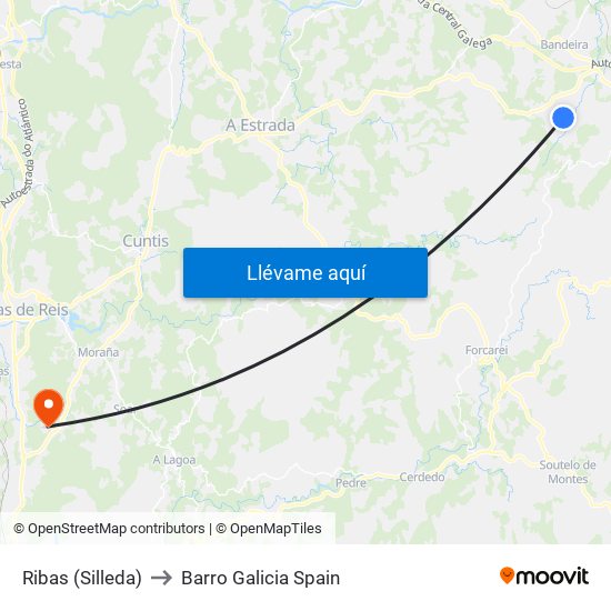 Ribas (Silleda) to Barro Galicia Spain map