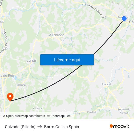 Calzada (Silleda) to Barro Galicia Spain map