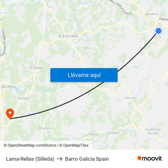Lama-Rellas (Silleda) to Barro Galicia Spain map