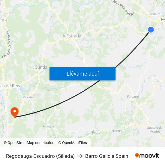 Regodauga-Escuadro (Silleda) to Barro Galicia Spain map