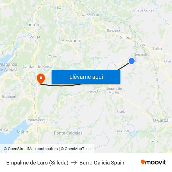 Empalme de Laro (Silleda) to Barro Galicia Spain map