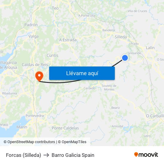 Forcas (Silleda) to Barro Galicia Spain map