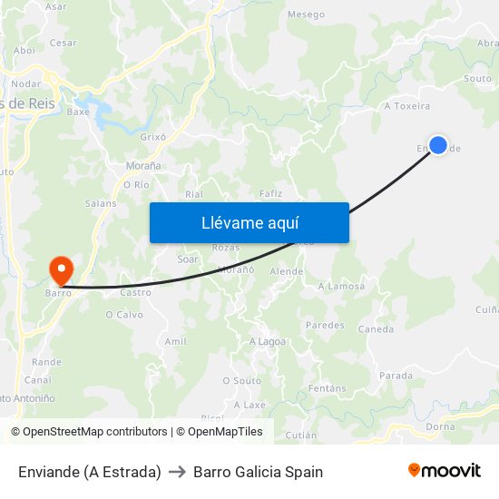 Enviande (A Estrada) to Barro Galicia Spain map