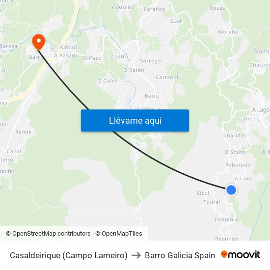 Casaldeirique (Campo Lameiro) to Barro Galicia Spain map