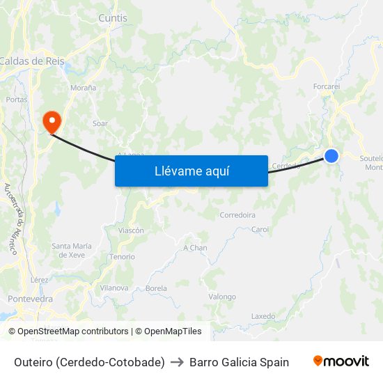 Outeiro (Cerdedo-Cotobade) to Barro Galicia Spain map