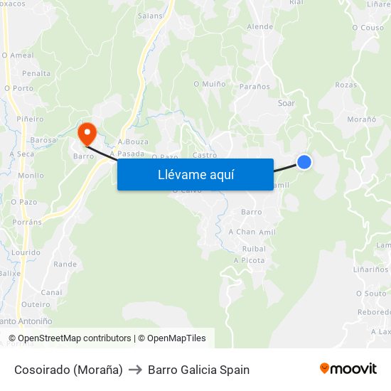 Cosoirado (Moraña) to Barro Galicia Spain map