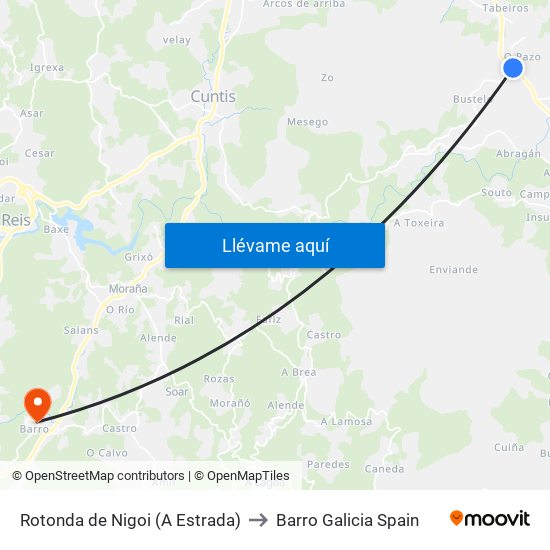 Rotonda de Nigoi (A Estrada) to Barro Galicia Spain map