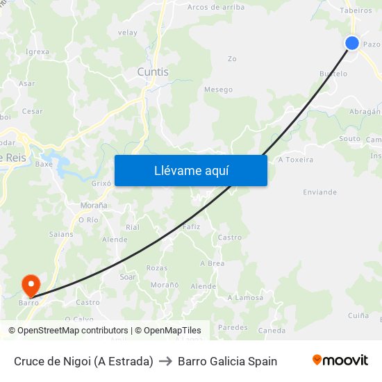 Cruce de Nigoi (A Estrada) to Barro Galicia Spain map