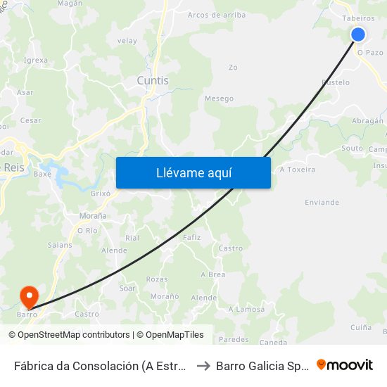 Fábrica da Consolación (A Estrada) to Barro Galicia Spain map
