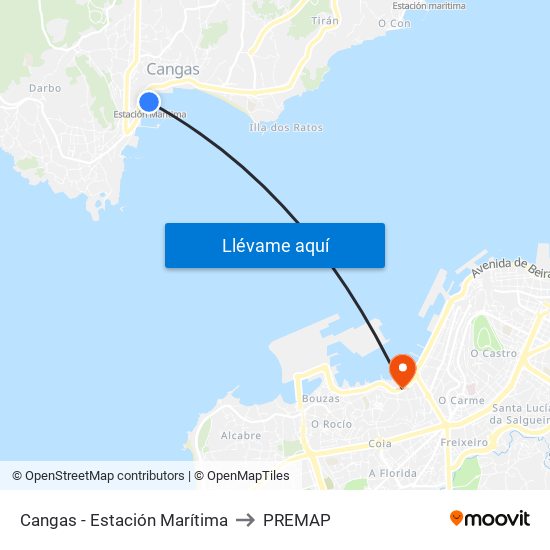 Cangas - Estación Marítima to PREMAP map