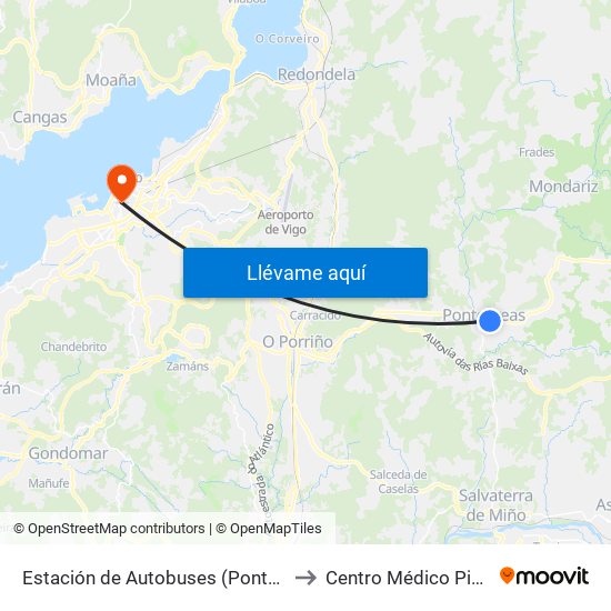 Estación de Autobuses (Ponteareas) to Centro Médico Pintado map