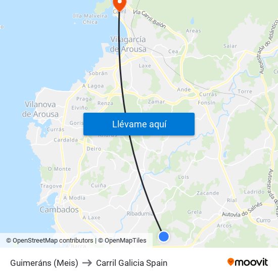 Guimeráns (Meis) to Carril Galicia Spain map