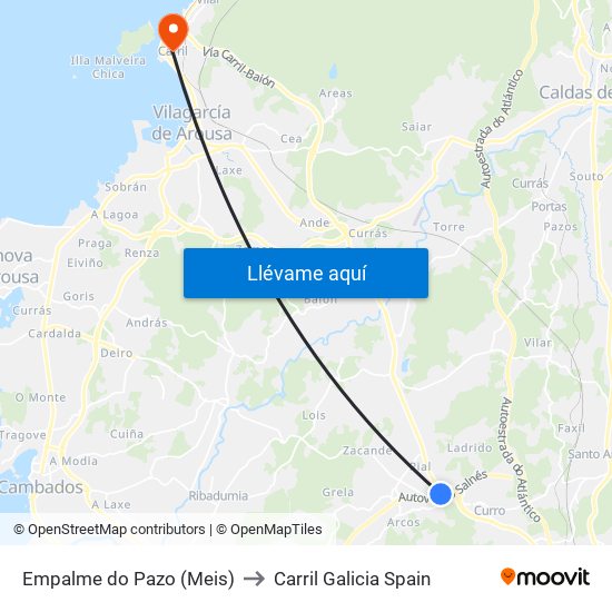 Empalme do Pazo (Meis) to Carril Galicia Spain map