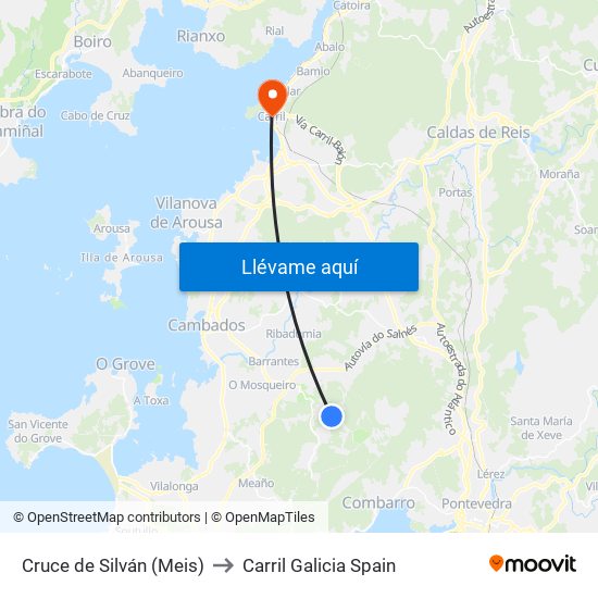 Cruce de Silván (Meis) to Carril Galicia Spain map