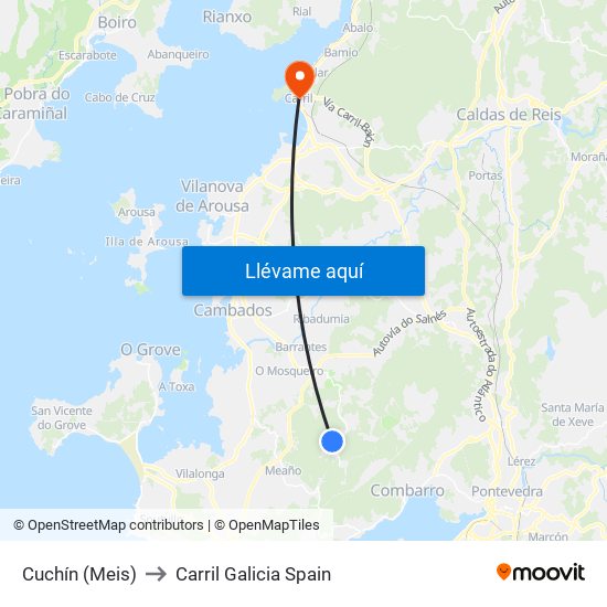 Cuchín (Meis) to Carril Galicia Spain map