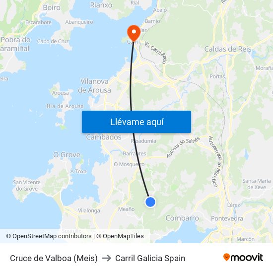 Cruce de Valboa (Meis) to Carril Galicia Spain map