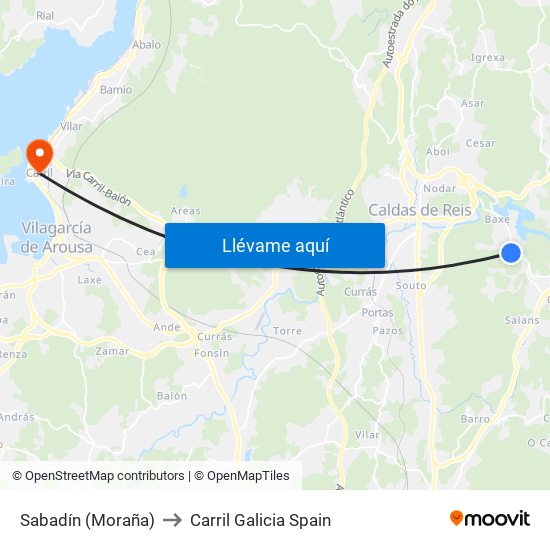 Sabadín (Moraña) to Carril Galicia Spain map