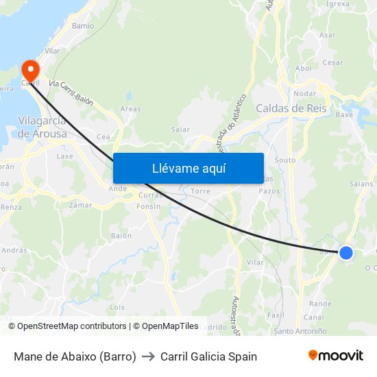 Mane de Abaixo (Barro) to Carril Galicia Spain map