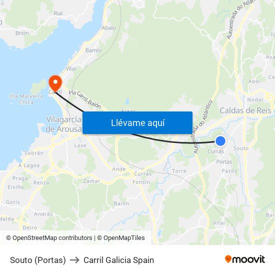Souto (Portas) to Carril Galicia Spain map