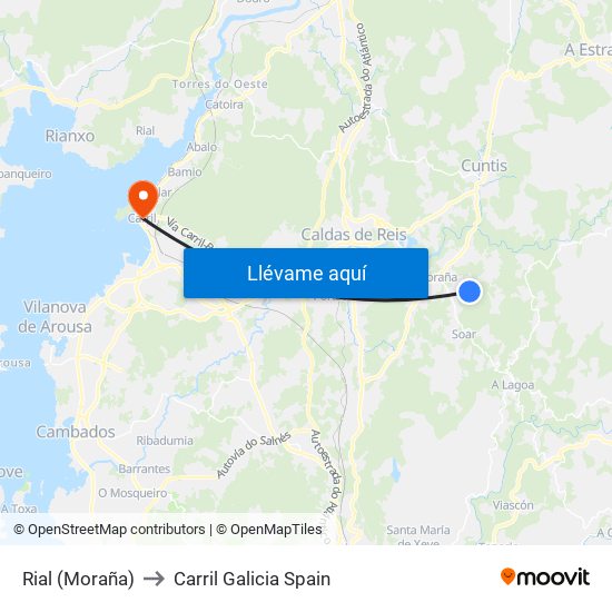 Rial (Moraña) to Carril Galicia Spain map