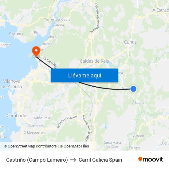 Castriño (Campo Lameiro) to Carril Galicia Spain map