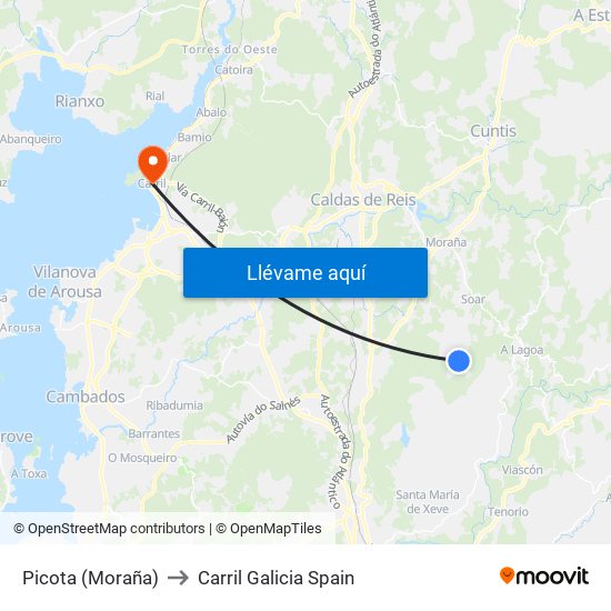 Picota (Moraña) to Carril Galicia Spain map