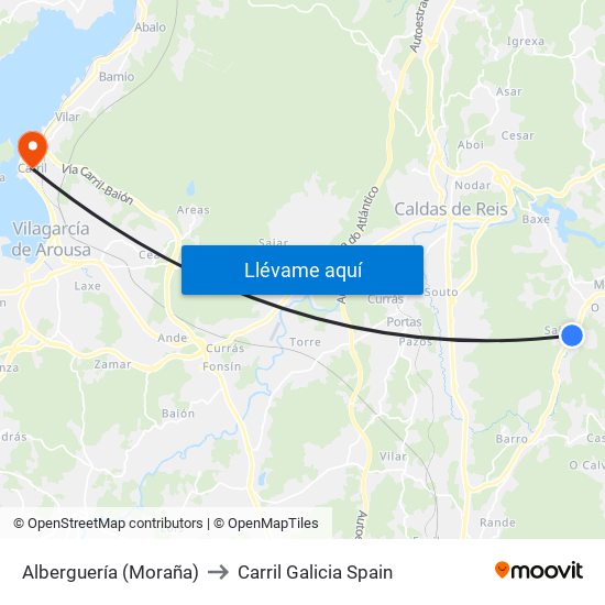 Alberguería (Moraña) to Carril Galicia Spain map