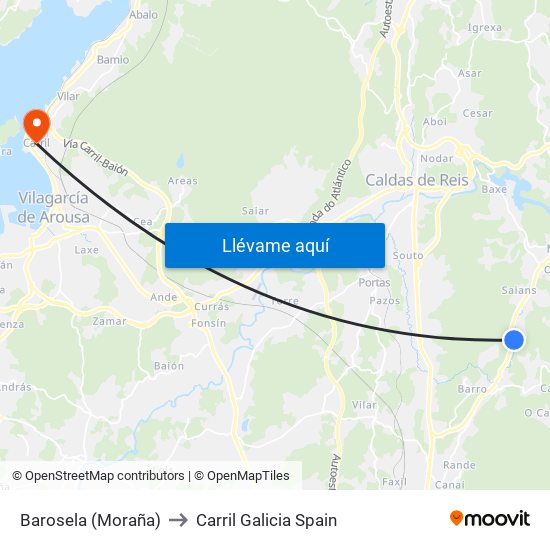 Barosela (Moraña) to Carril Galicia Spain map