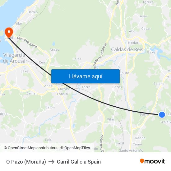 O Pazo (Moraña) to Carril Galicia Spain map