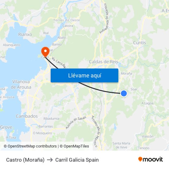 Castro (Moraña) to Carril Galicia Spain map