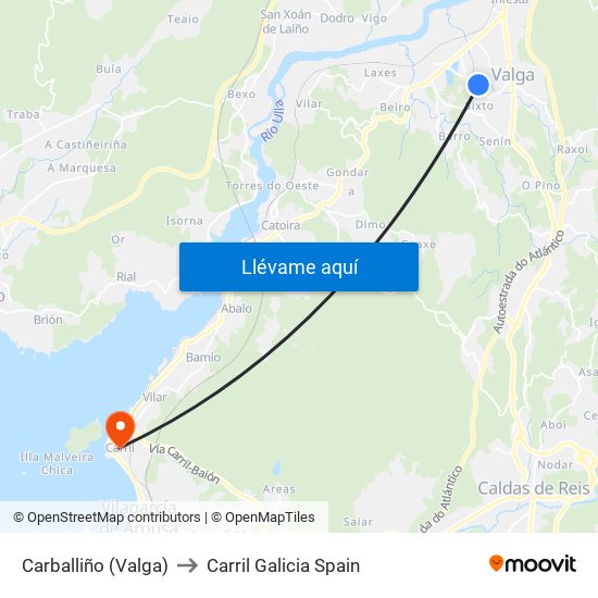 Carballiño (Valga) to Carril Galicia Spain map