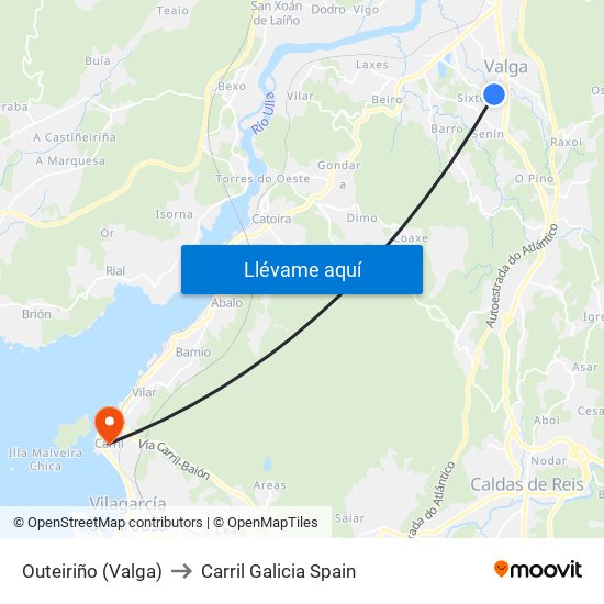 Outeiriño (Valga) to Carril Galicia Spain map