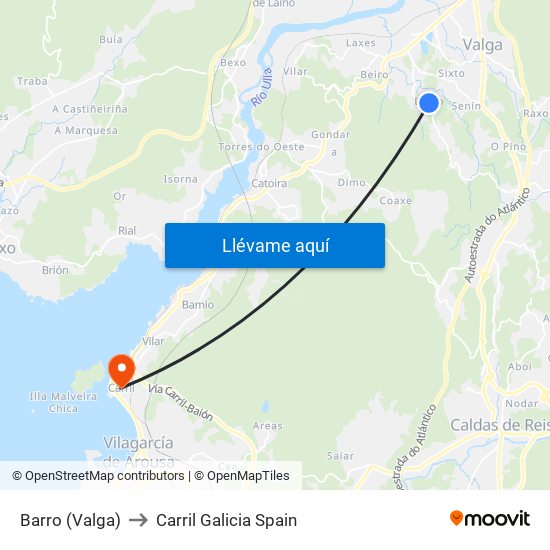 Barro (Valga) to Carril Galicia Spain map