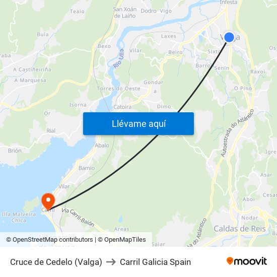 Cruce de Cedelo (Valga) to Carril Galicia Spain map