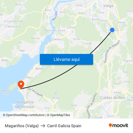 Magariños (Valga) to Carril Galicia Spain map
