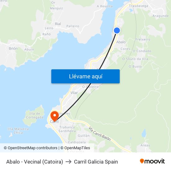 Abalo - Vecinal (Catoira) to Carril Galicia Spain map