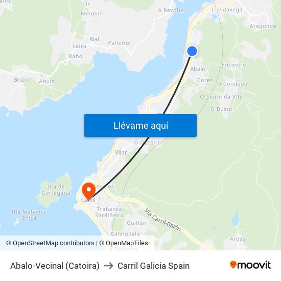 Abalo-Vecinal (Catoira) to Carril Galicia Spain map