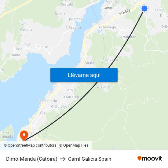 Dimo-Menda (Catoira) to Carril Galicia Spain map