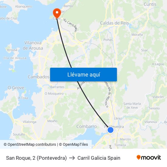 San Roque, 2 (Pontevedra) to Carril Galicia Spain map