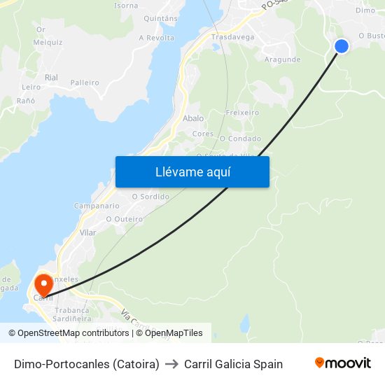 Dimo-Portocanles (Catoira) to Carril Galicia Spain map